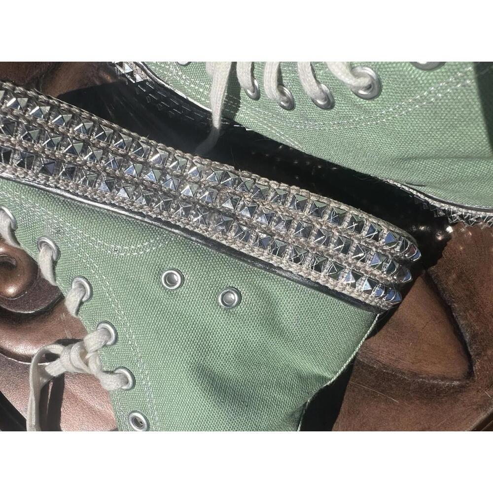 NAN KU Couture Cruise Studded High Top Sneakers Distressed Green Size 40 US 9 - Picture 13 of 15